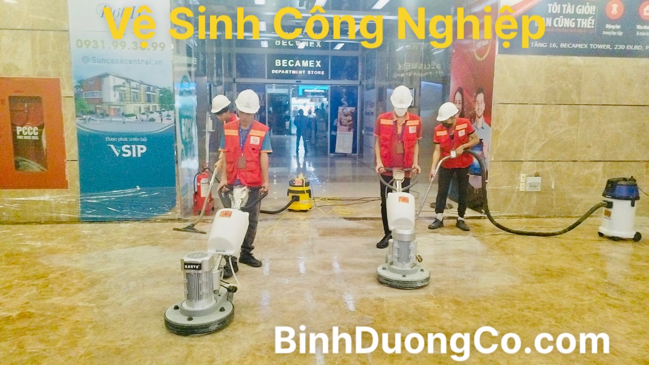 Mài Phục Hồi Và Đánh Bóng Sàn Đá Marble Và Đá Granite Tại TTTM Becamex Tower